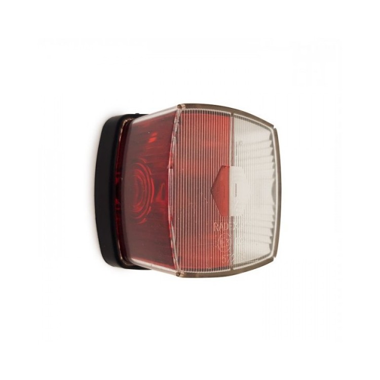 1 - Weiße rote quadratische Umrissleuchte mit schwarzem Sockel für Wohnmobile